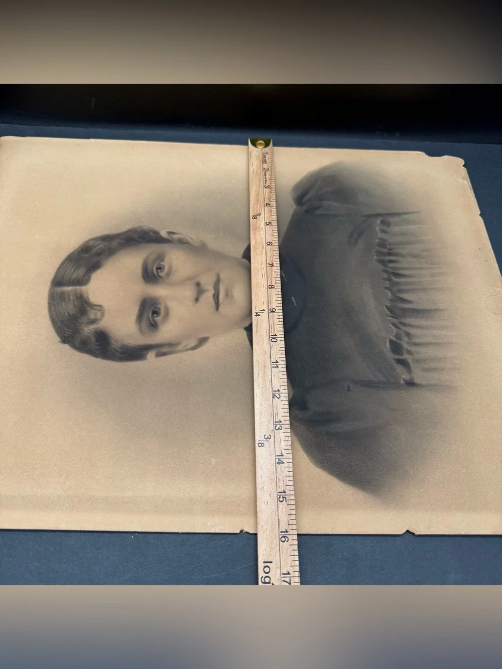 Antique Photograph In Pencil /Charcoal 20x16 Hauntingly Beautiful Eyes Halloween
